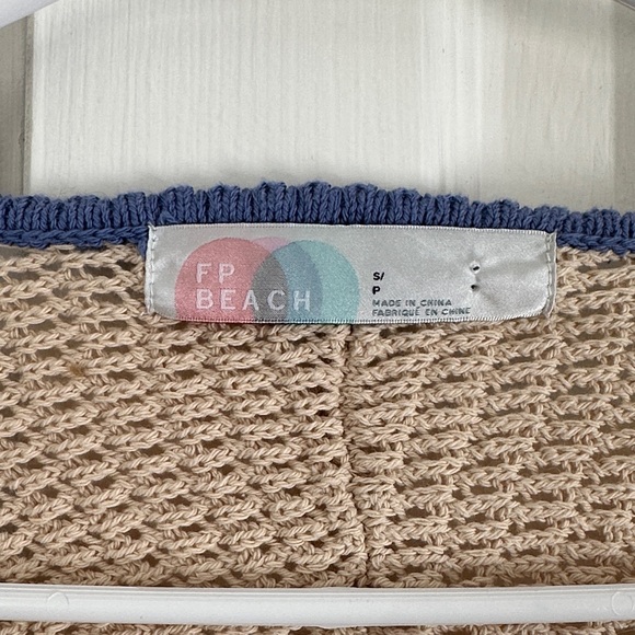 Free People Beach Love Me Long-Sleeve Fauxchet Striped Sweater Top Size Small - Picture 4 of 11